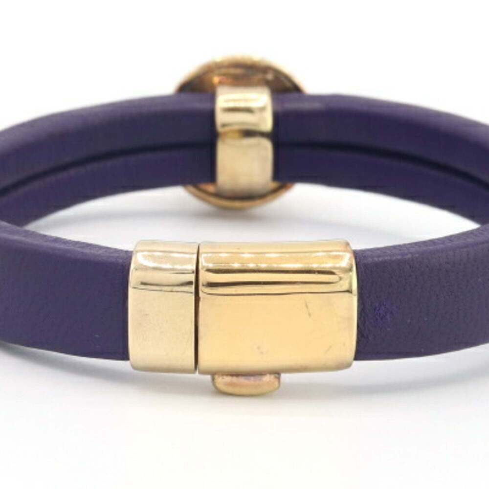 Bottega Veneta Bracelet 590464 Purple SV Sterling Silver 925 Leather M Size B... - Picture 2 of 9
